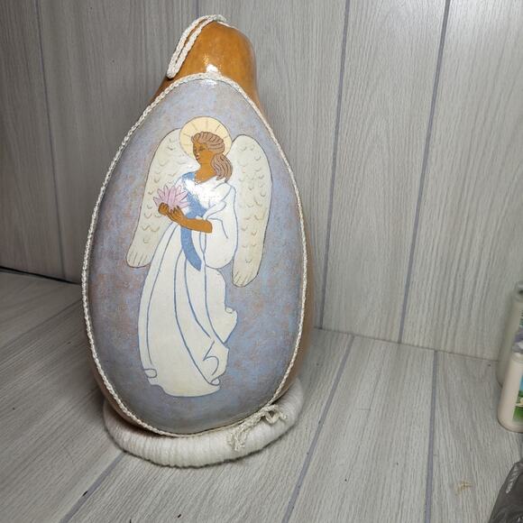 Vintage Handcrafted & Painted Butterfly Angel Large Gord Light Shelf Sitter - Picture 4 of 11